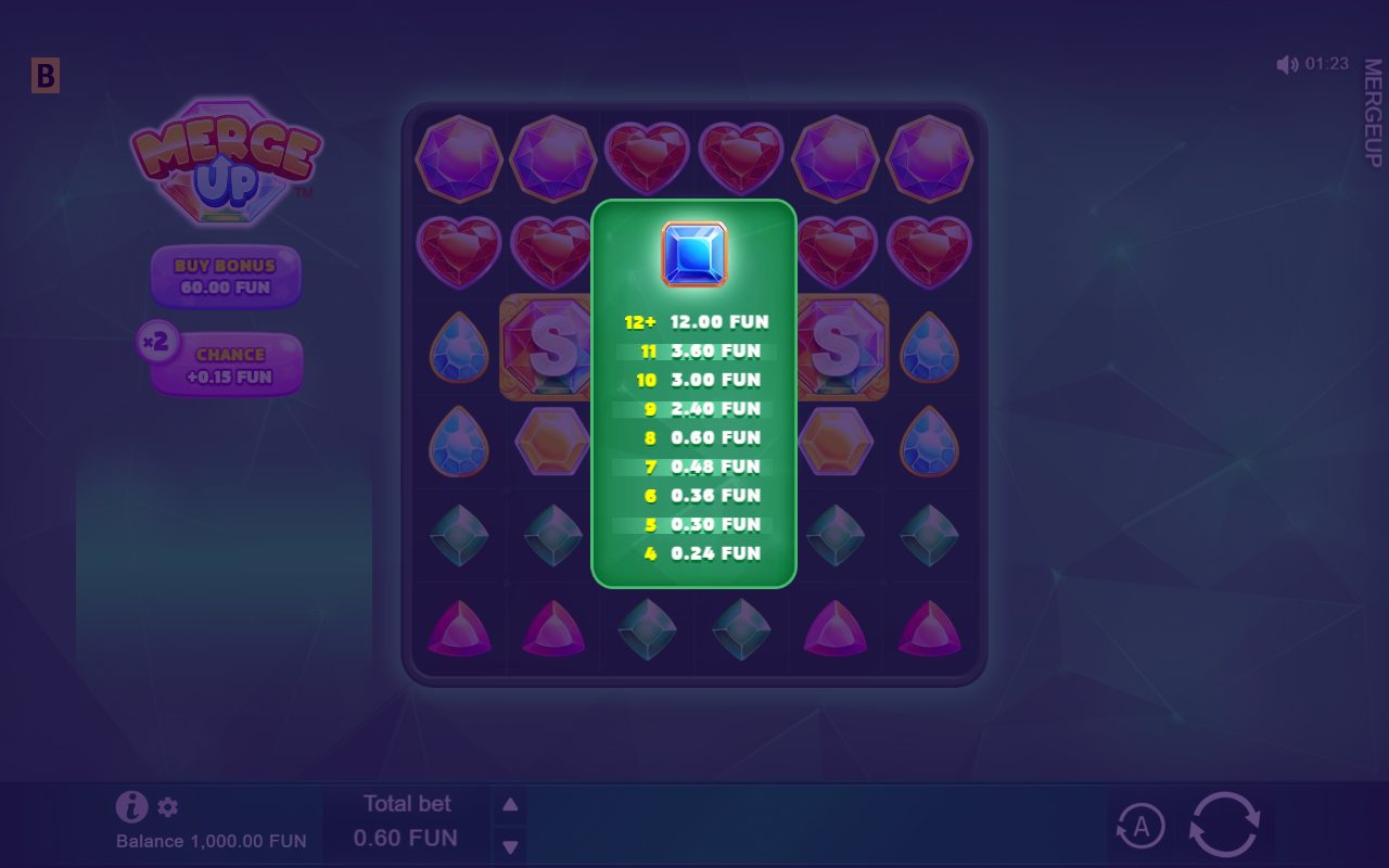 Merge Up base game reels