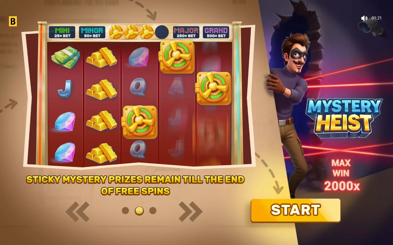 Mystery Heist game lobby / feature intro