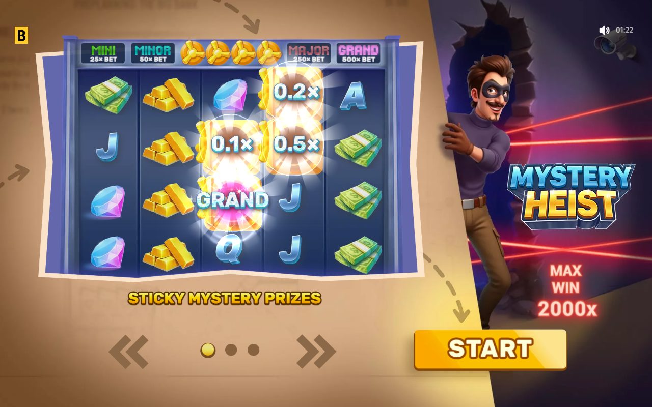 Mystery Heist base game reels