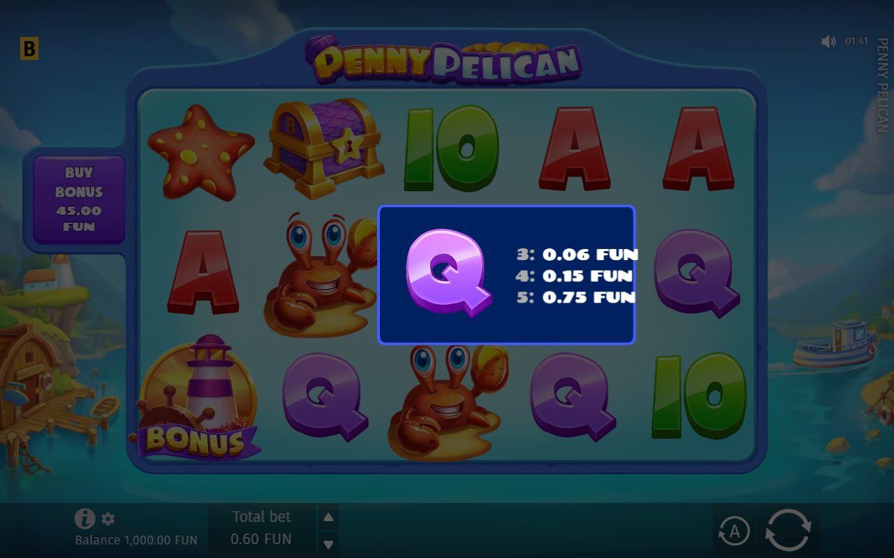 Penny Pelican base game reels