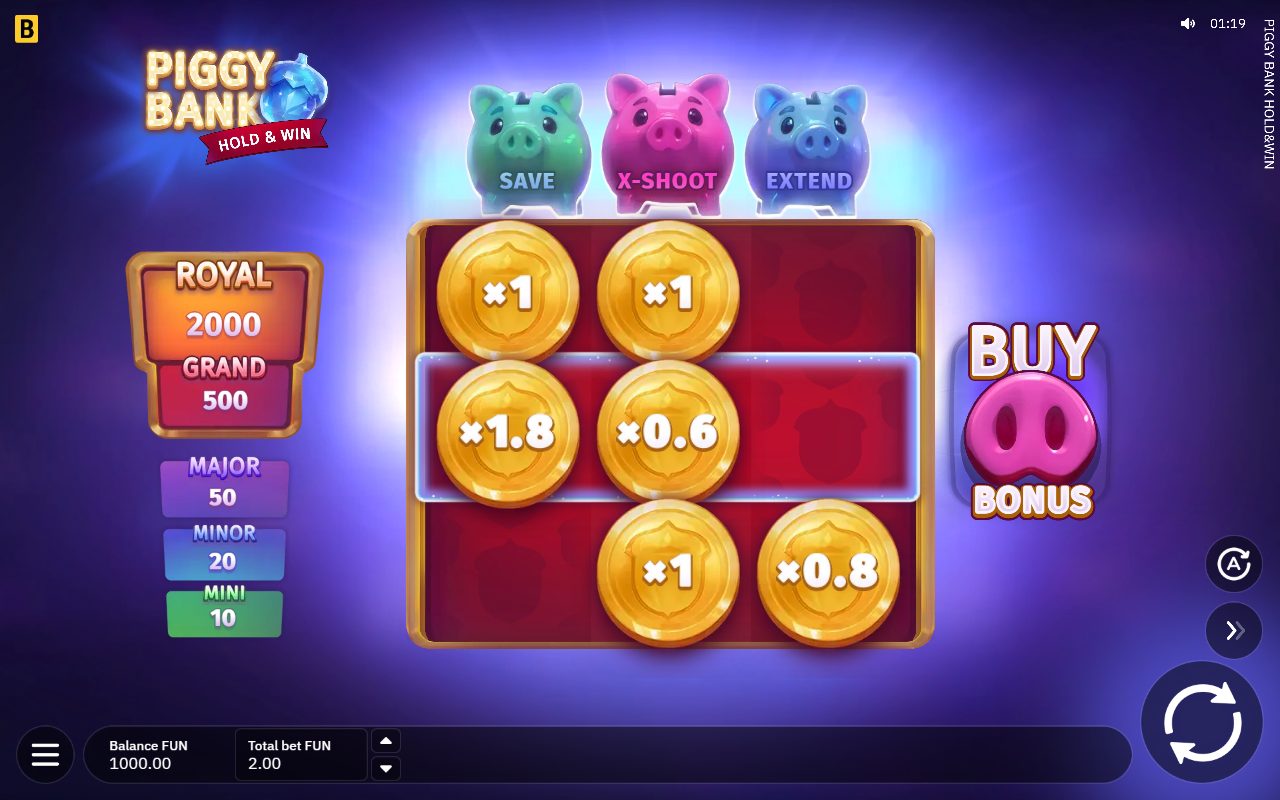 Piggy Bank Hold & Win base game reels