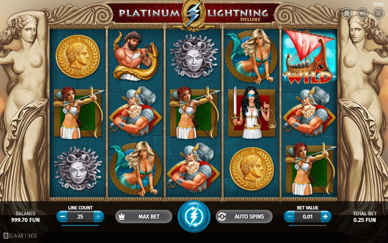 Platinum Lightning Deluxe base game reels