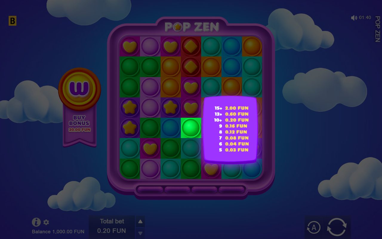 Pop Zen base game reels