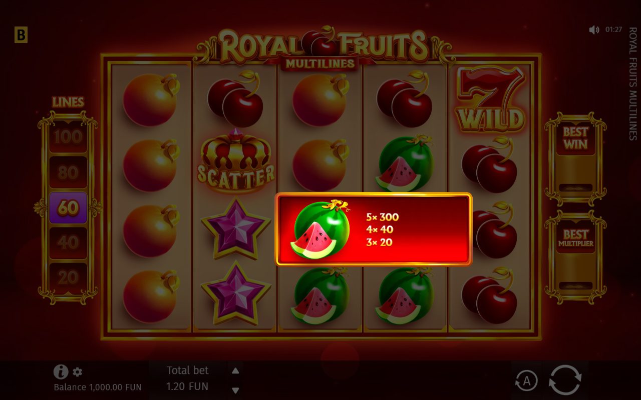 Royal Fruits MultiLines base game reels