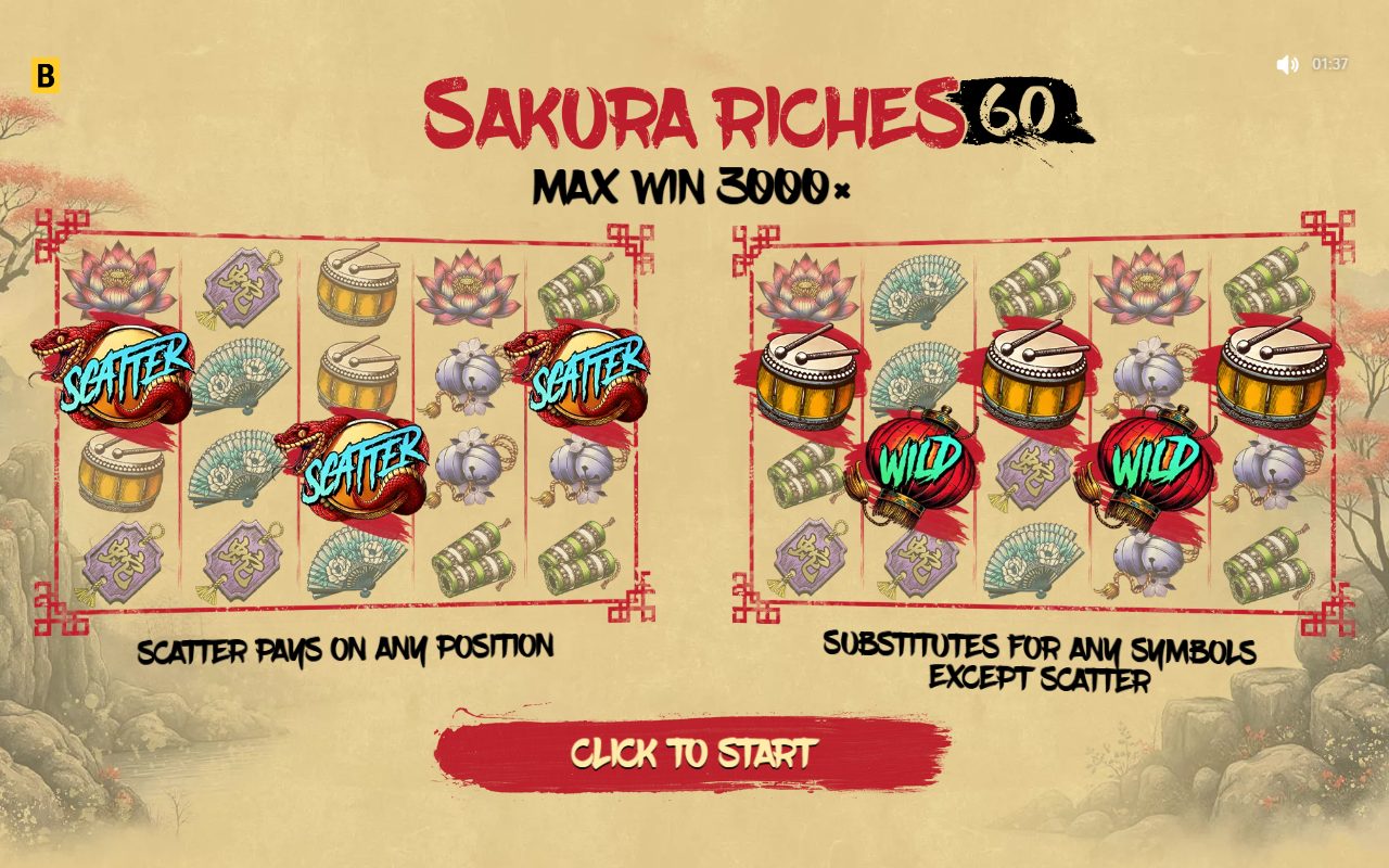 Sakura Riches 60 game lobby / feature intro