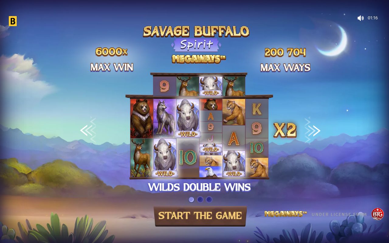 Savage Buffalo Spirit Megaways game lobby / feature intro