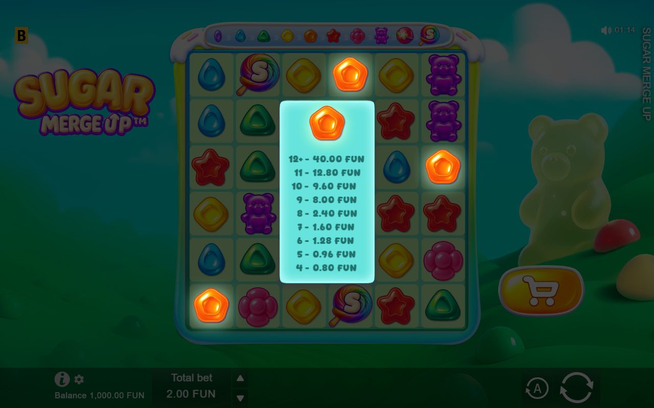 Sugar Merge Up base game reels