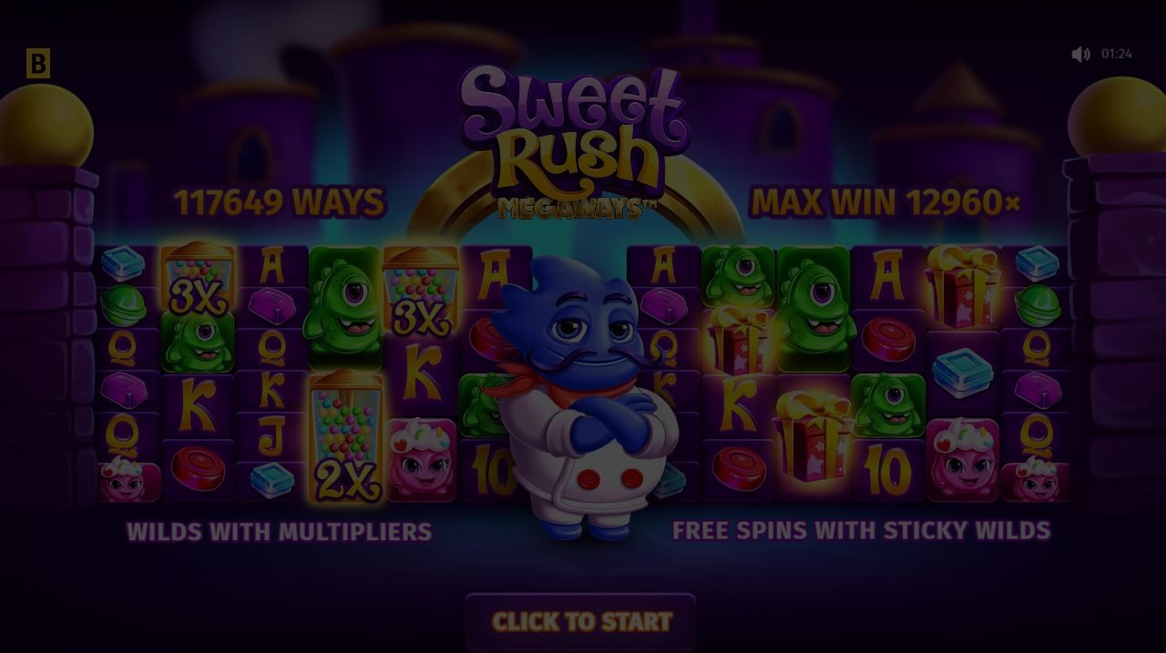Sweet Rush Megaways game lobby / feature intro