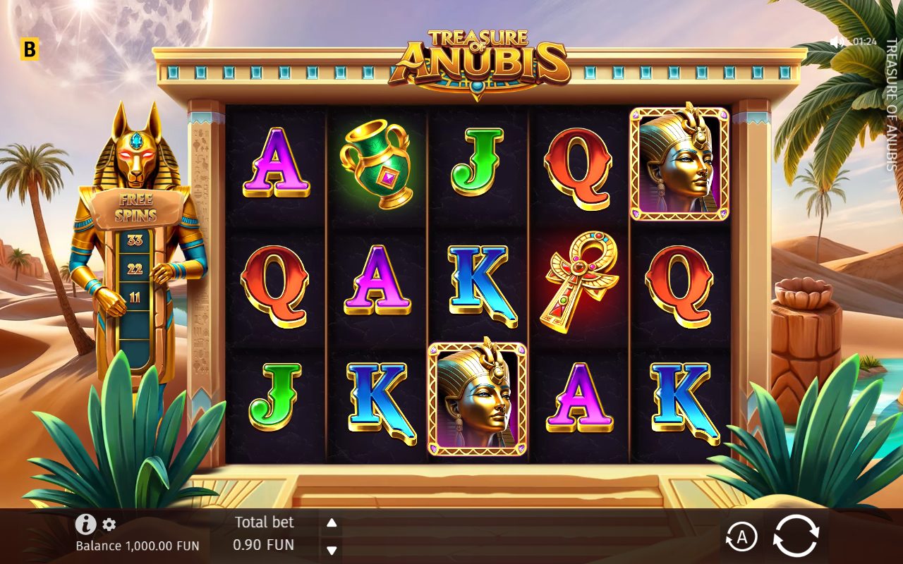 Treasure of Anubis game lobby / feature intro