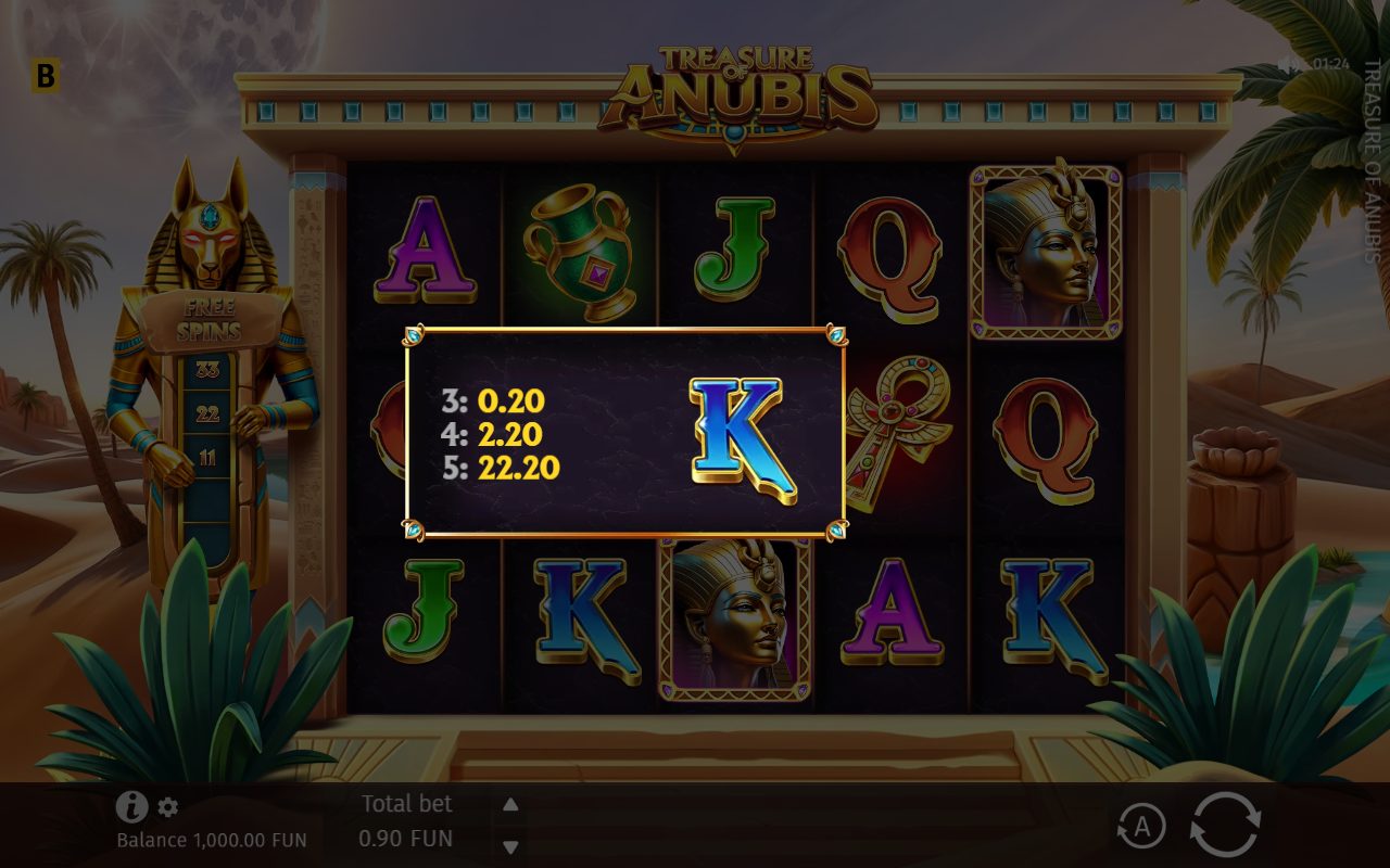 Treasure of Anubis base game reels