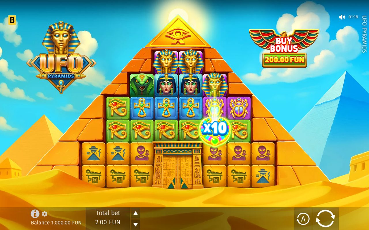 UFO Pyramids game lobby / feature intro