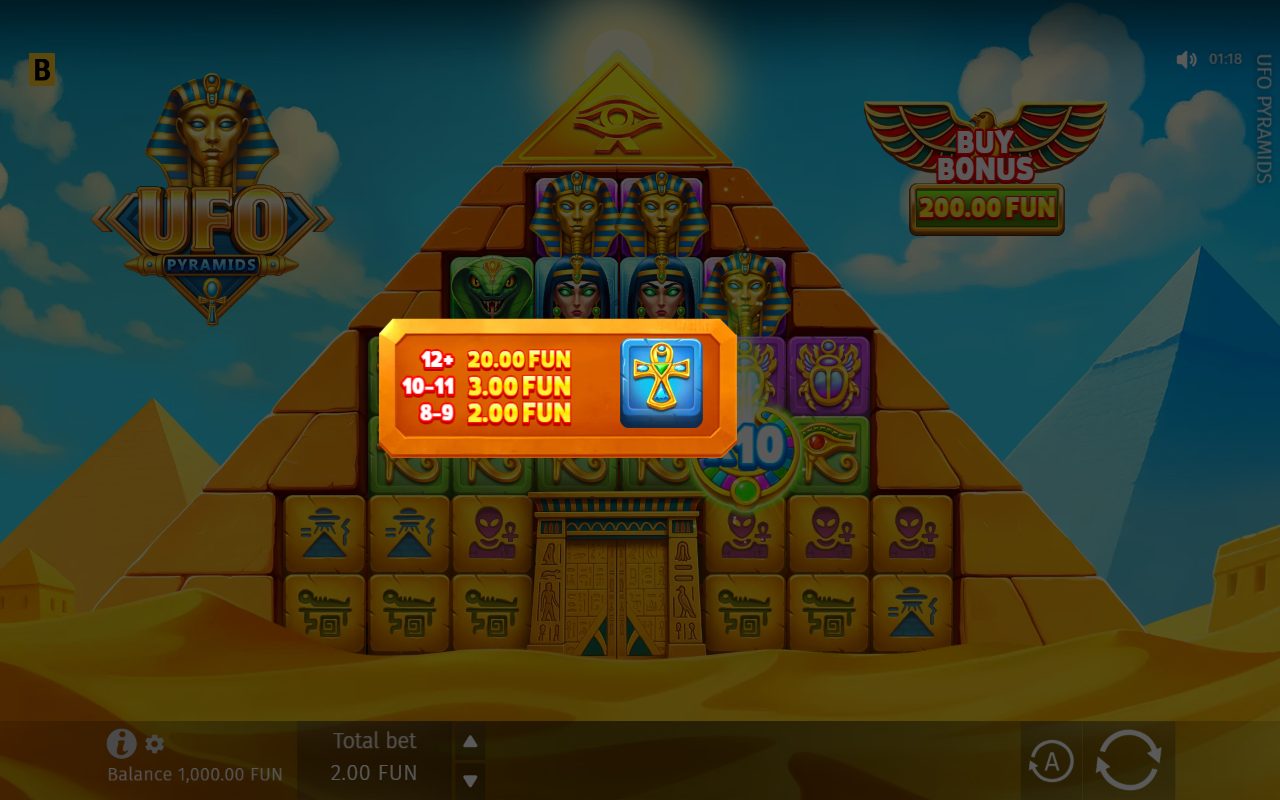 UFO Pyramids base game reels