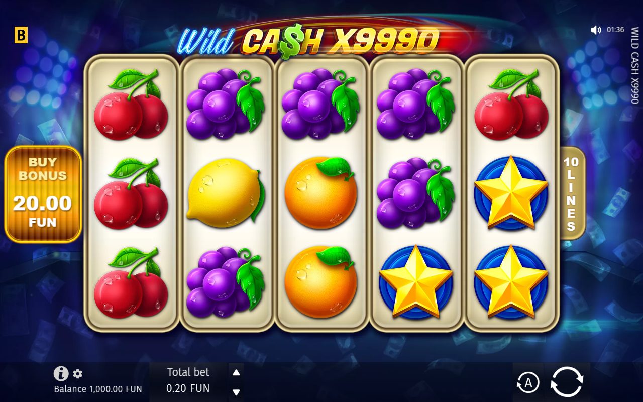 Wild Cash x9990 game lobby / feature intro