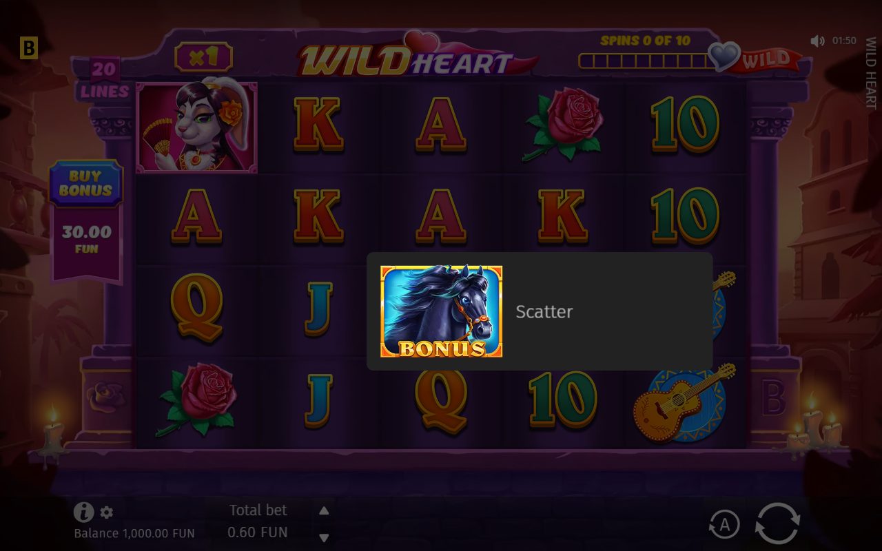 Wild Heart base game reels