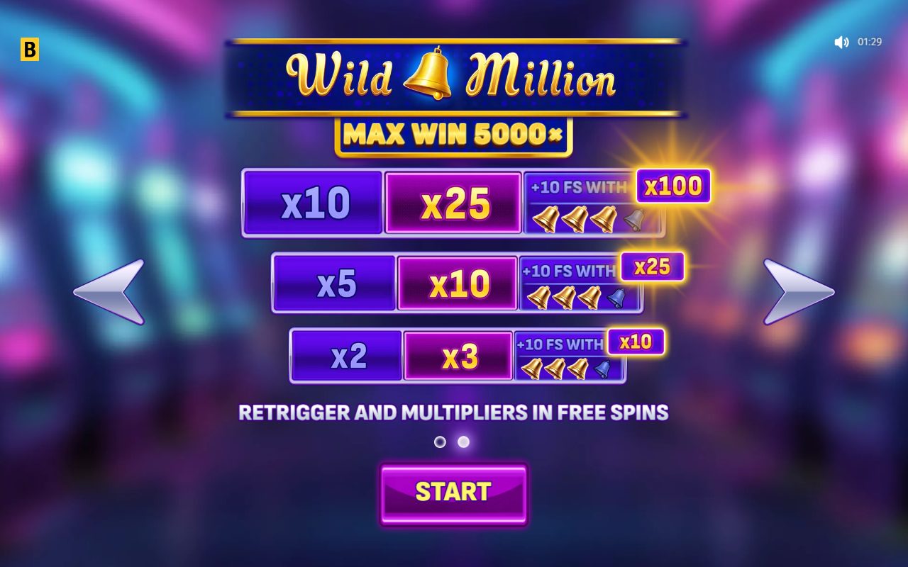Wild Million game lobby / feature intro