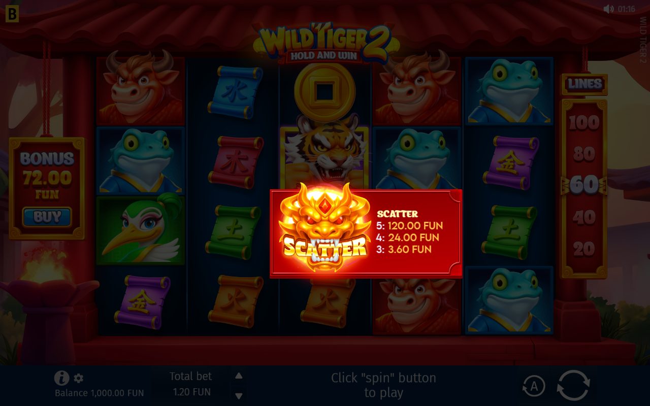 Wild Tiger 2 base game reels