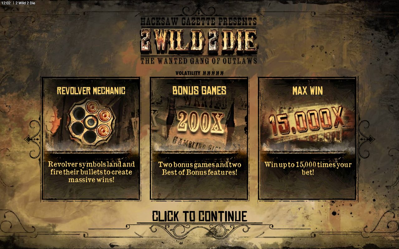 2 Wild 2 Die game lobby / feature intro