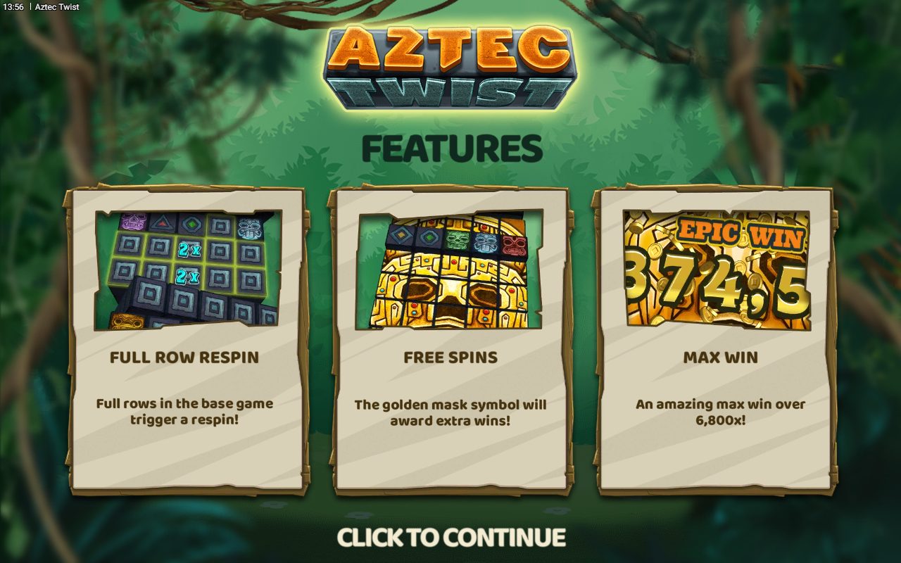 Aztec Twist game lobby / feature intro