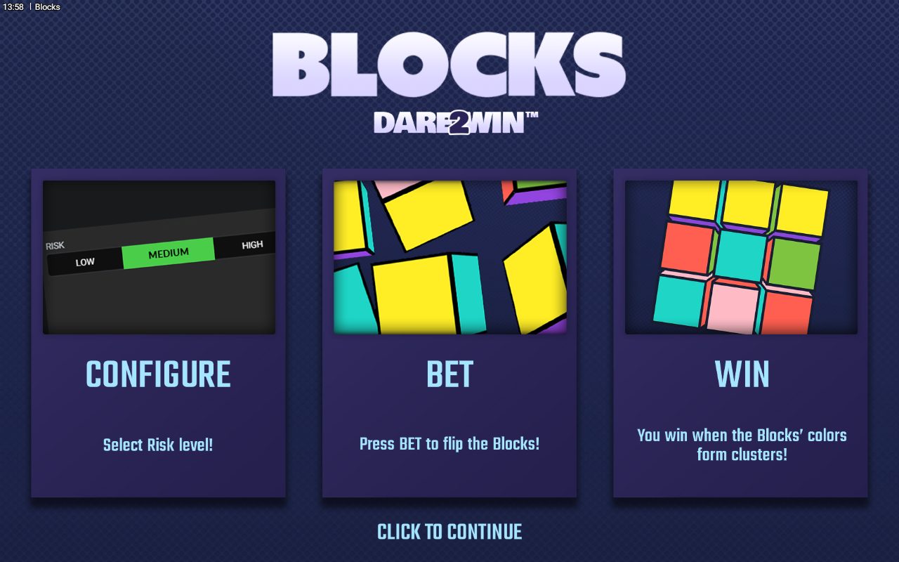 Blocks game lobby / feature intro