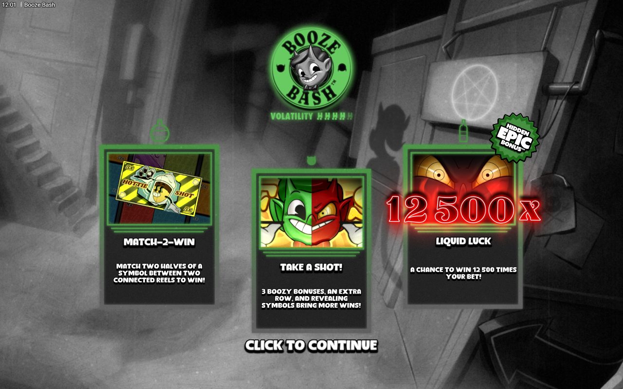 Booze Bash game lobby / feature intro