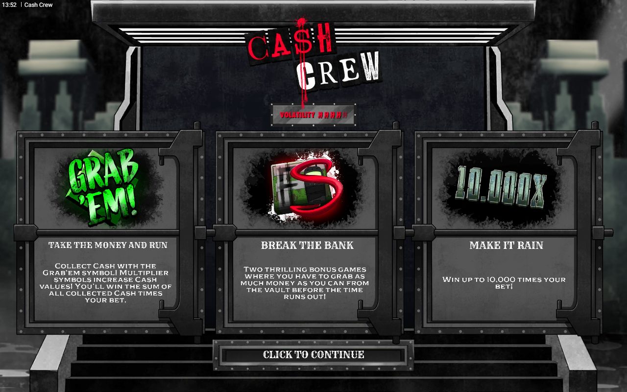 Cash Crew game lobby / feature intro