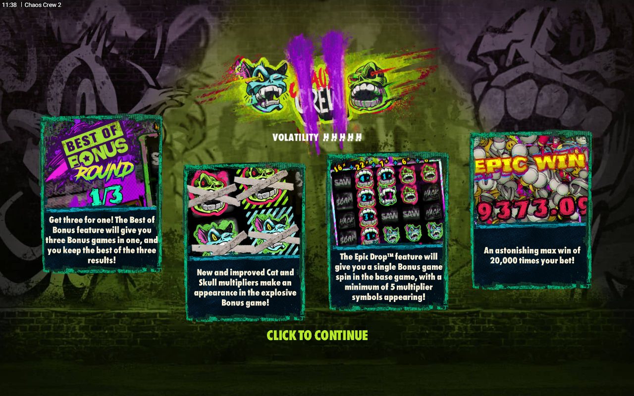Chaos Crew 2 game lobby / feature intro