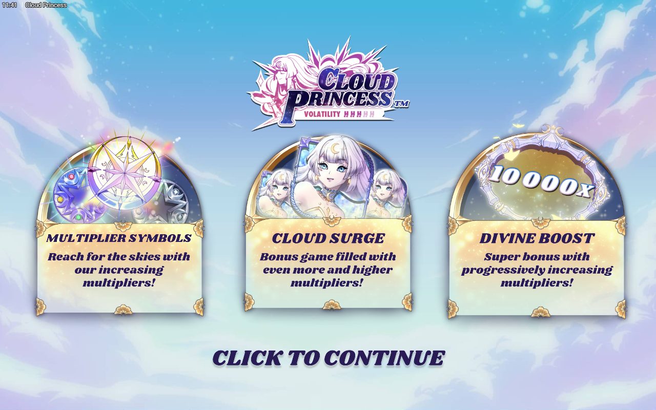 Cloud Princess game lobby / feature intro