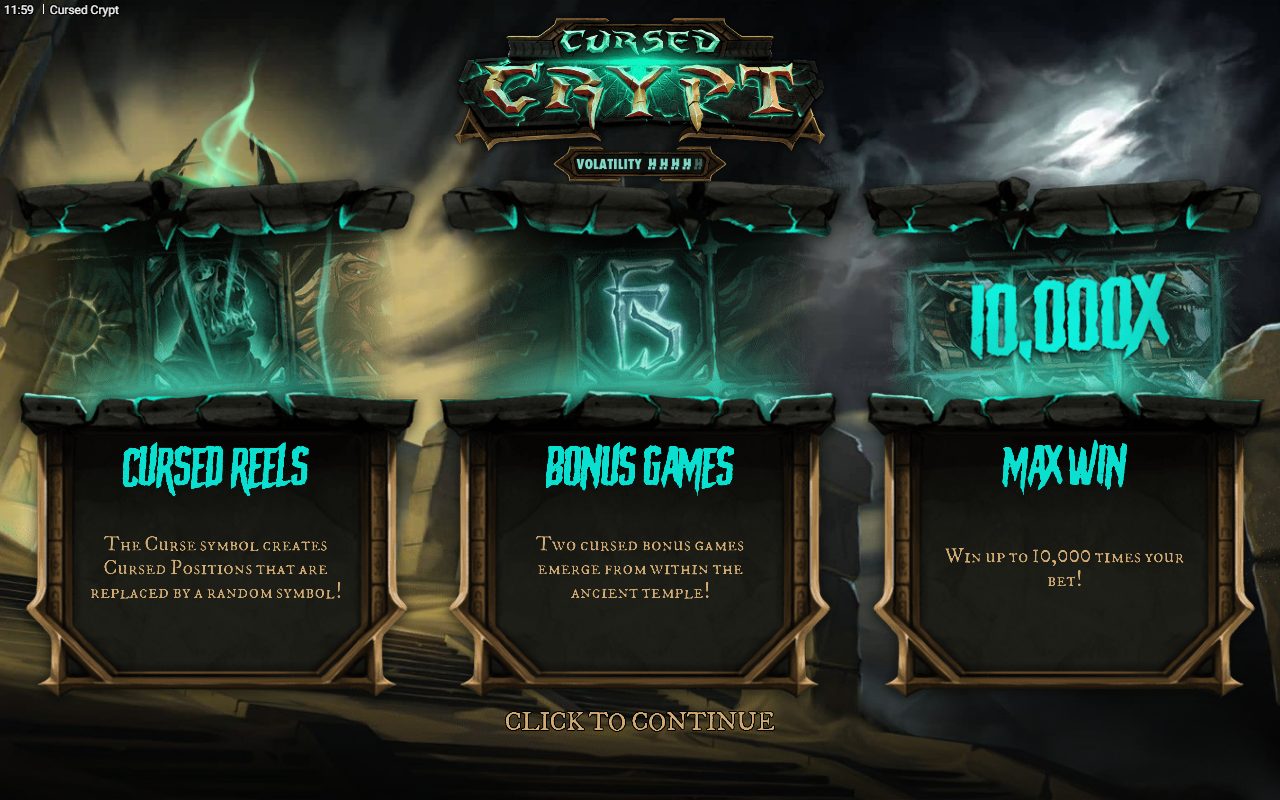 Cursed Crypt game lobby / feature intro