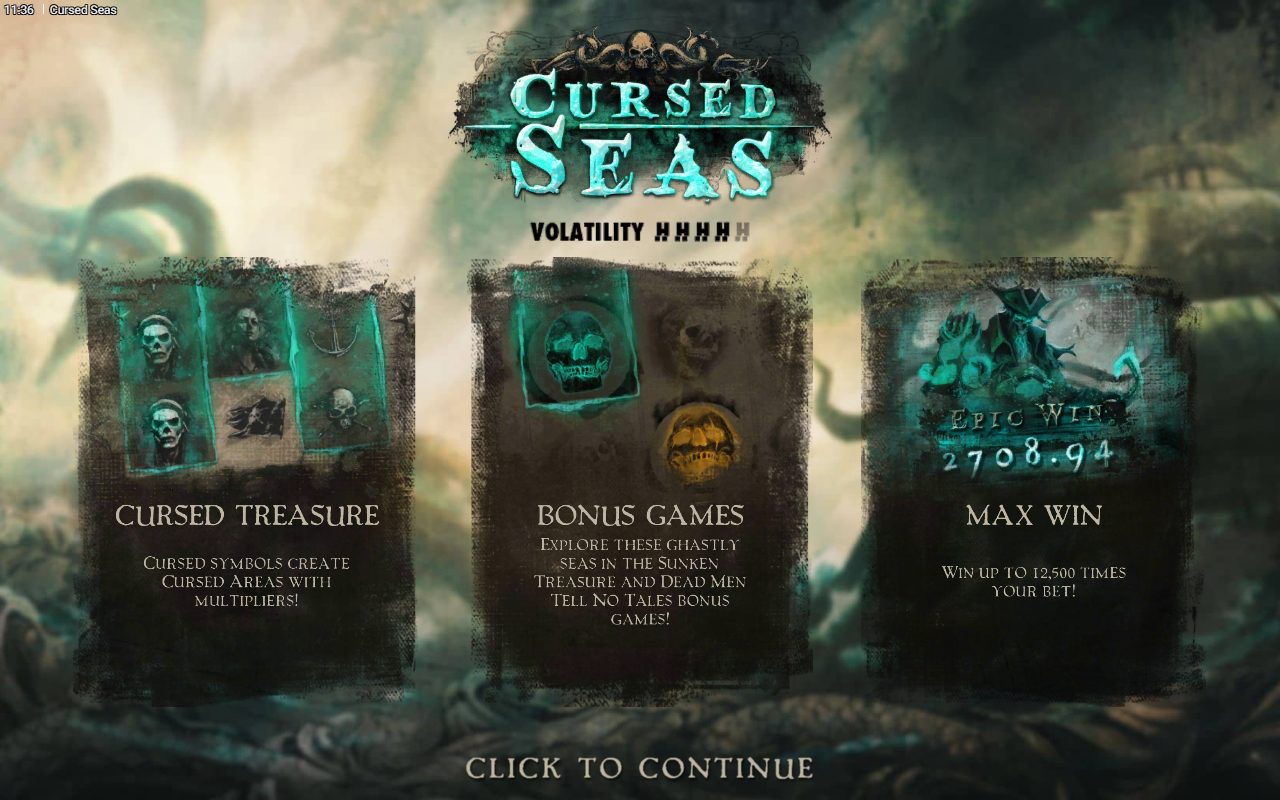 Cursed Seas game lobby / feature intro