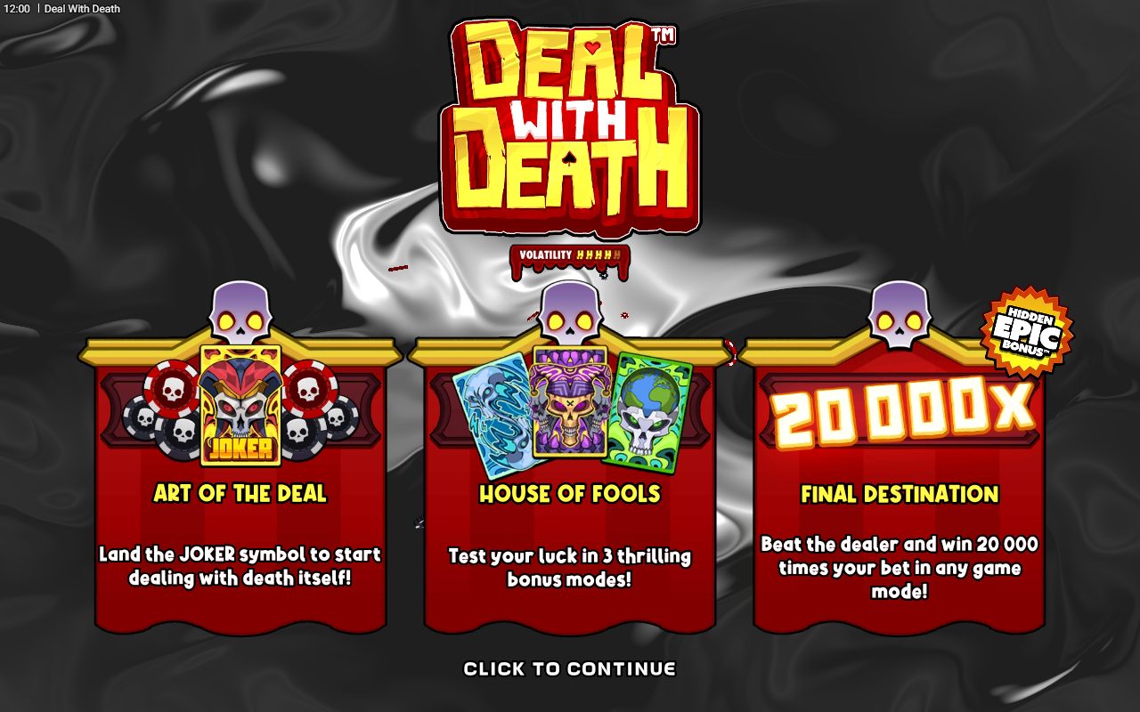 Deal With Death game lobby / feature intro