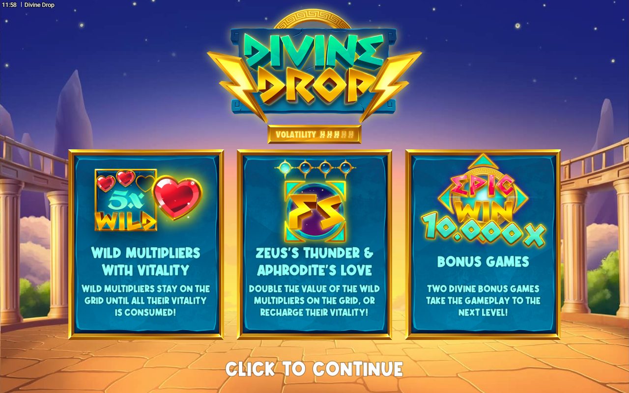 Divine Drop game lobby / feature intro