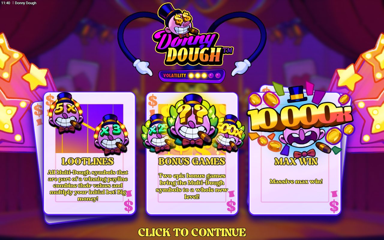 Donny Dough game lobby / feature intro