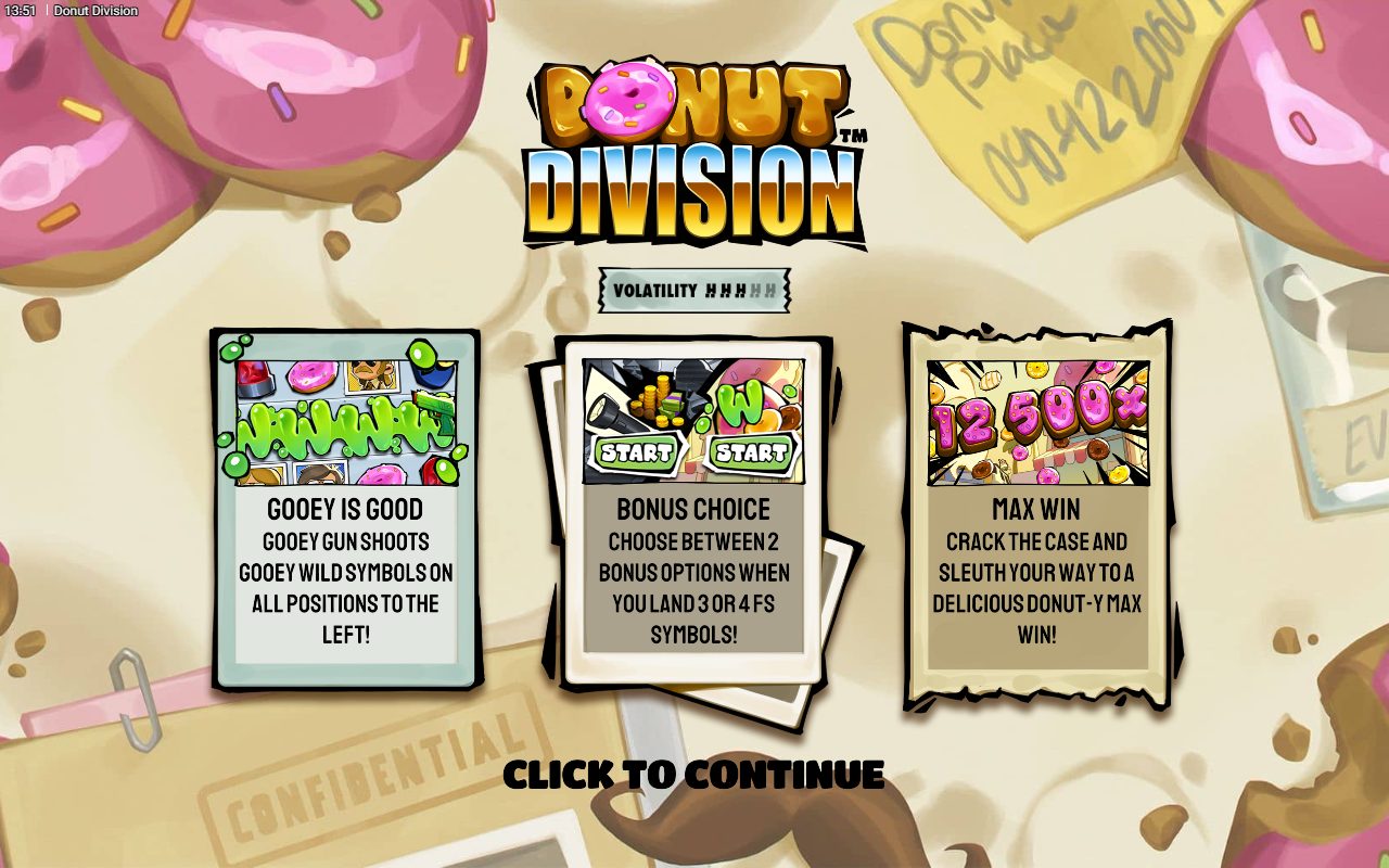 Donut Division game lobby / feature intro
