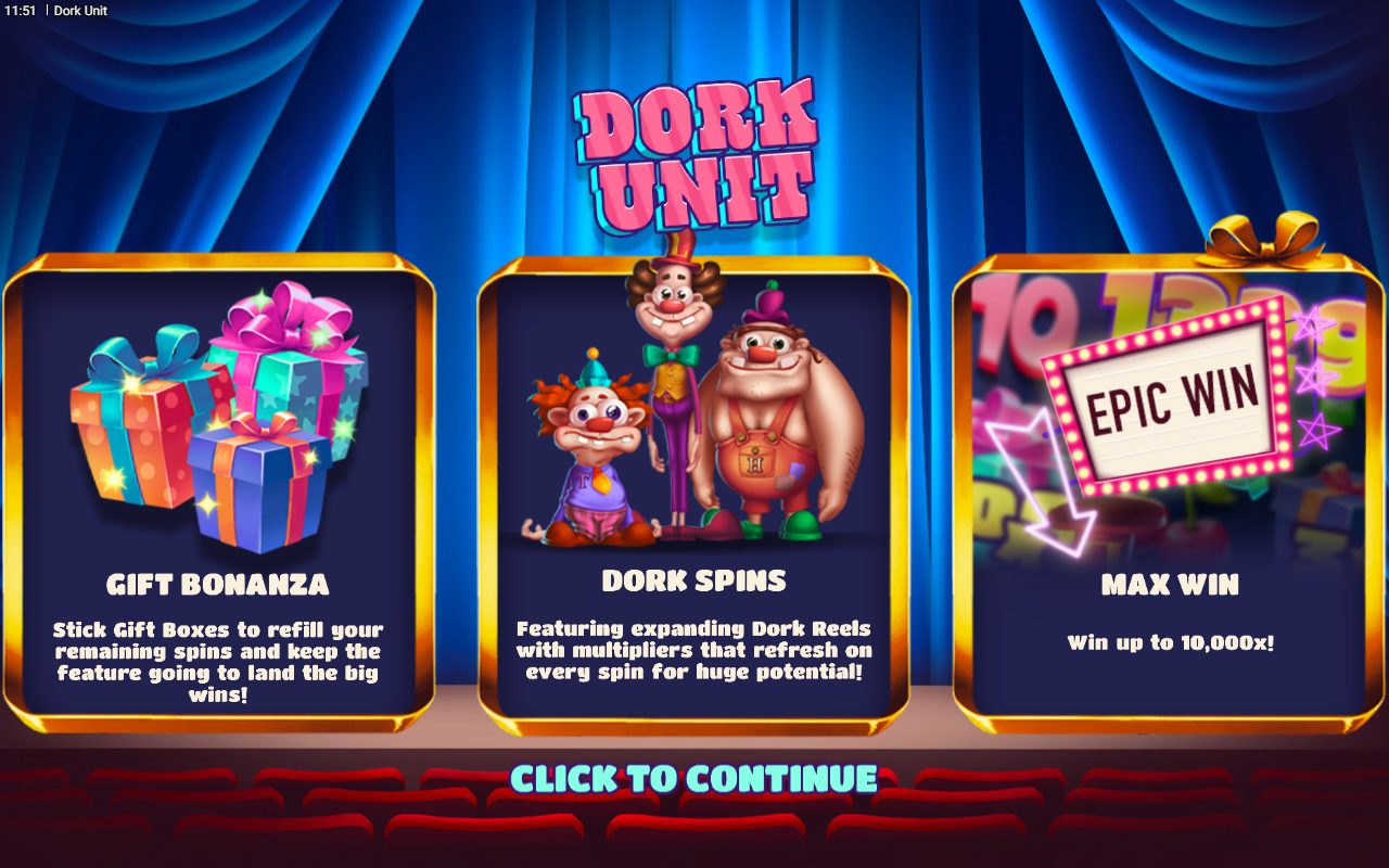 Dork Unit game lobby / feature intro
