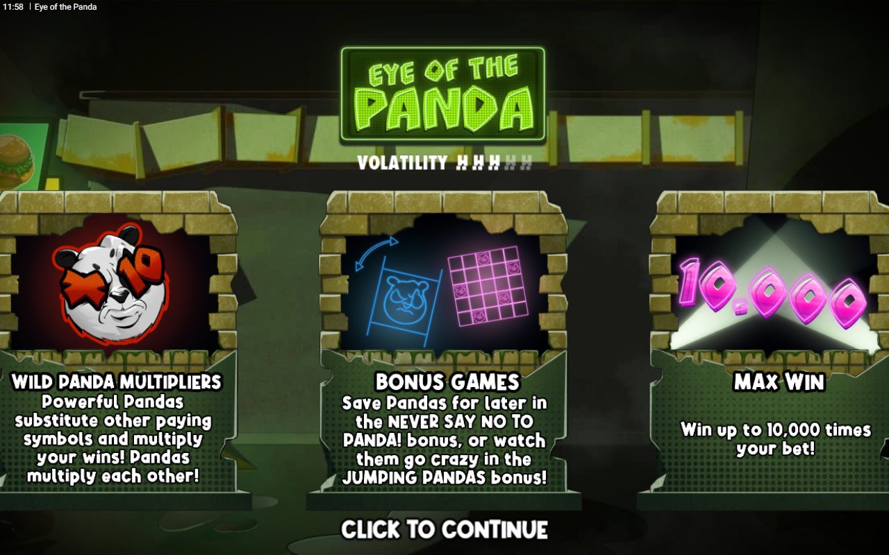 Eye of the Panda game lobby / feature intro