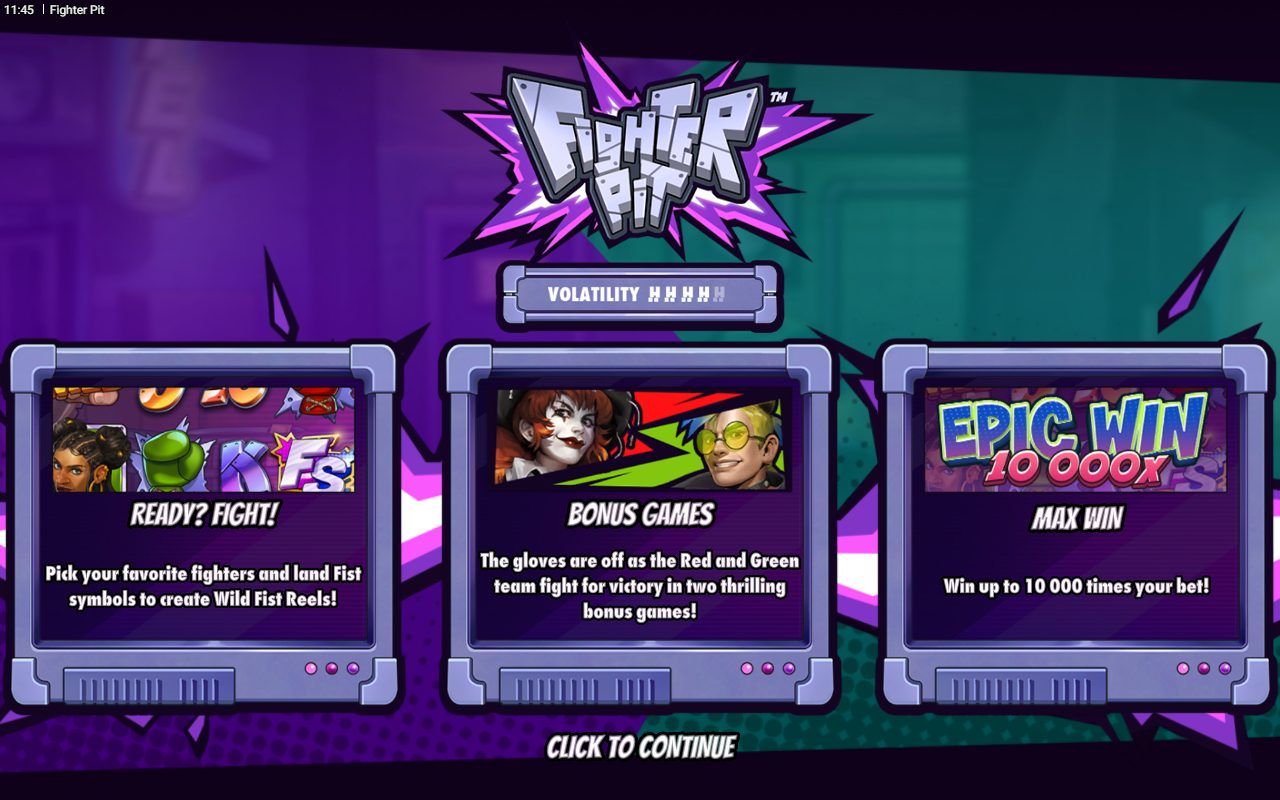 Fighter Pit game lobby / feature intro