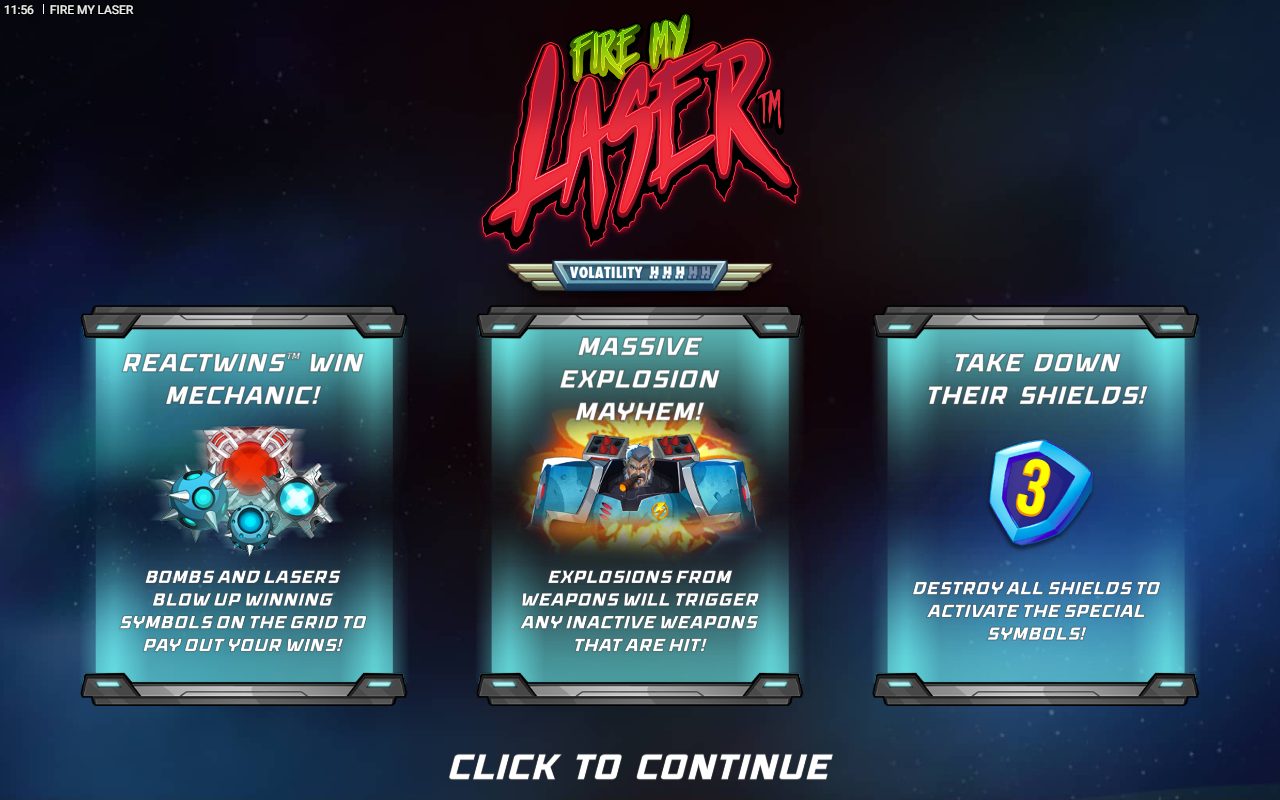 Fire my Laser game lobby / feature intro
