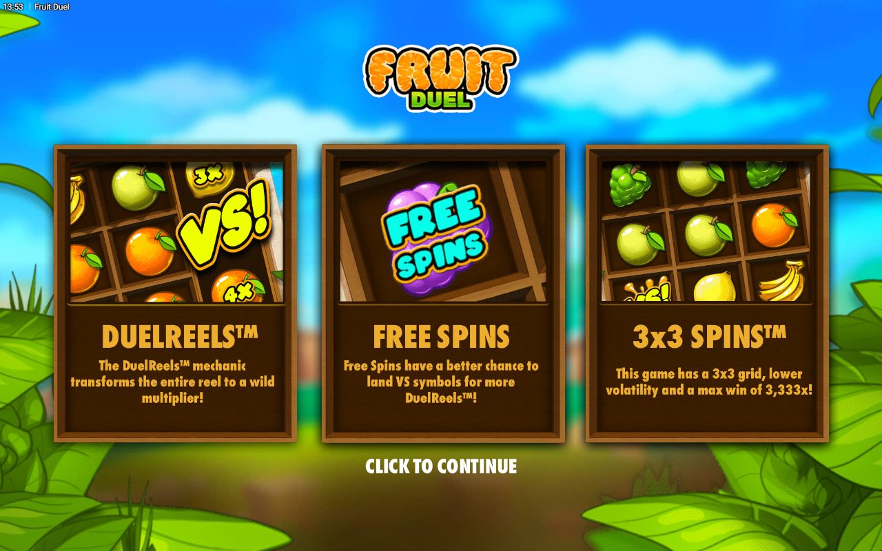 Fruit Duel game lobby / feature intro