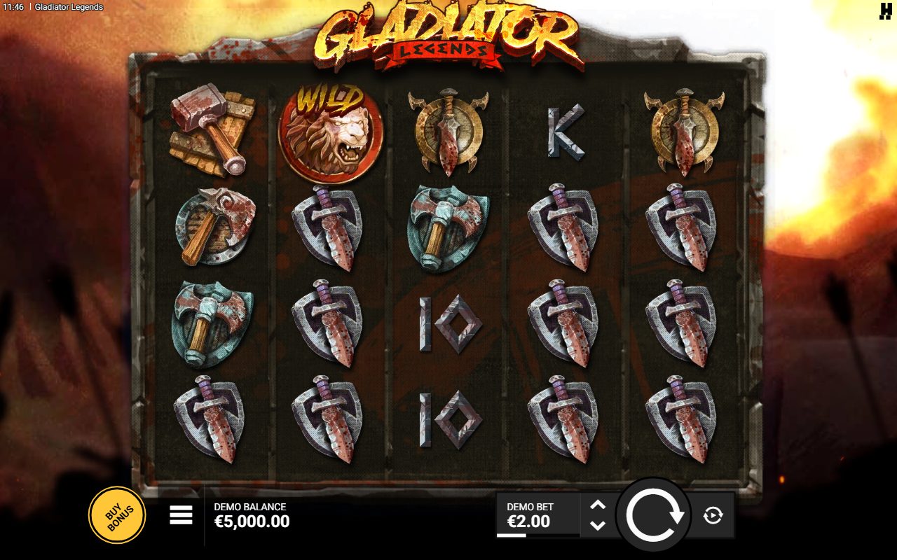 Gladiator Legends base game reels