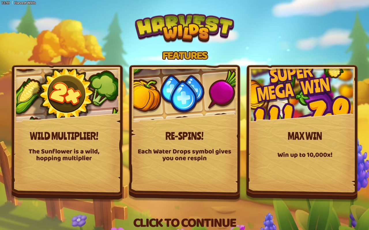 Harvest Wilds game lobby / feature intro