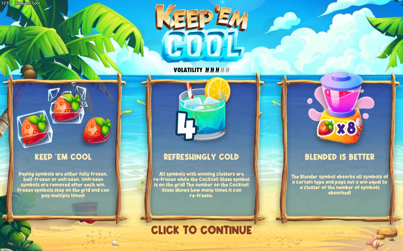 Keep 'em Cool game lobby / feature intro