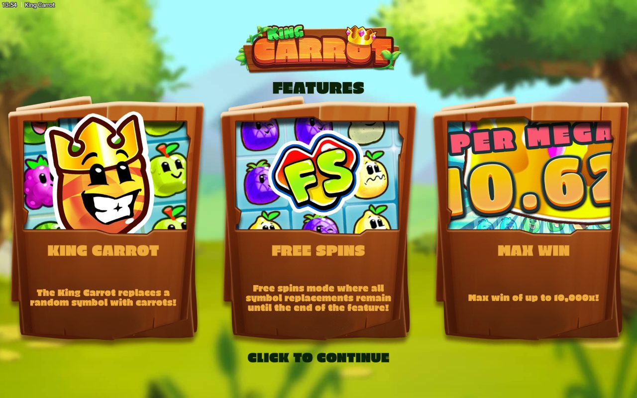 King Carrot game lobby / feature intro