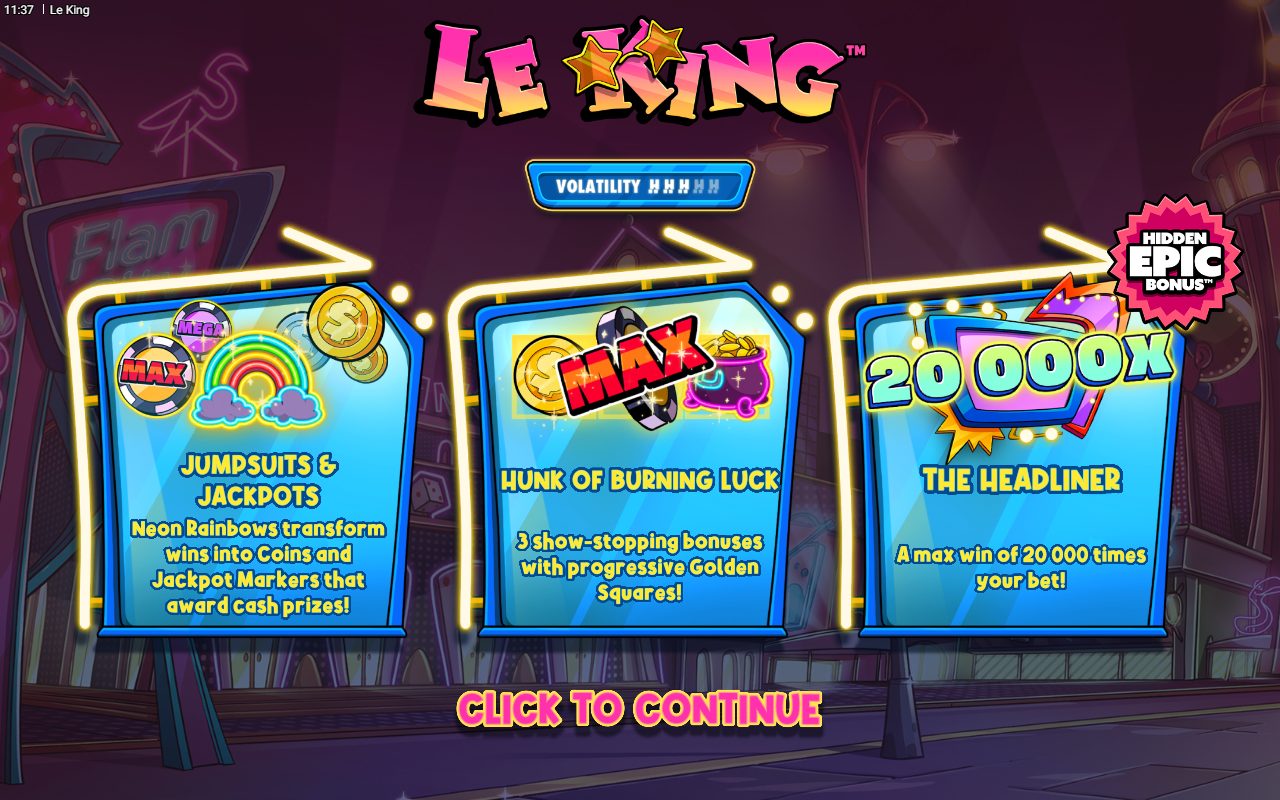 Le King game lobby / feature intro