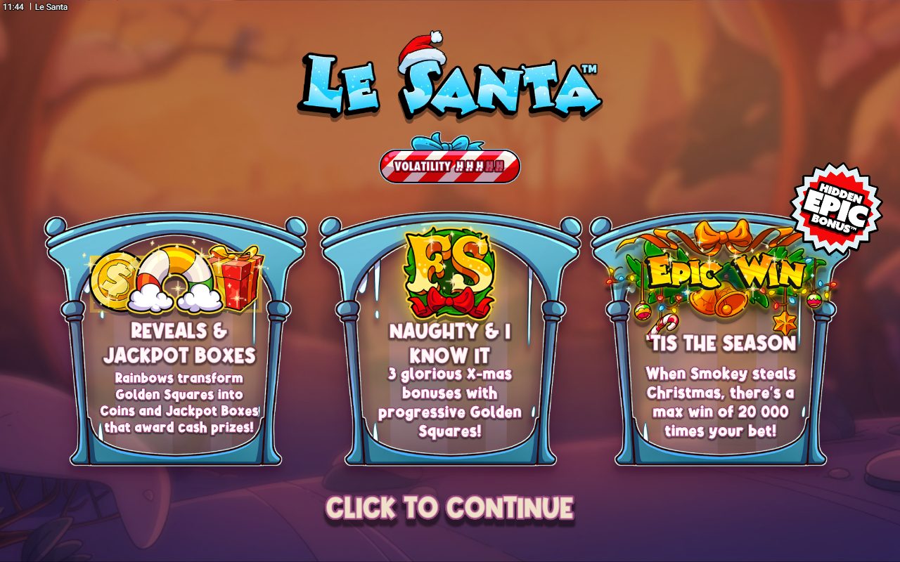 Le Santa game lobby / feature intro