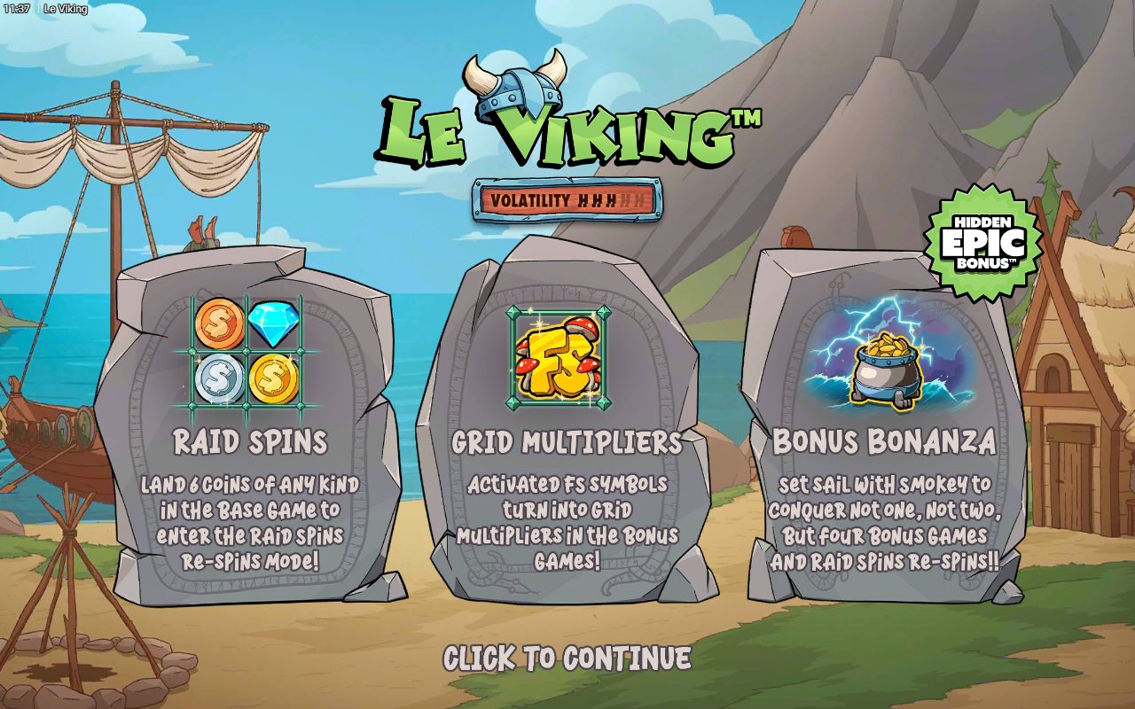 Le Viking game lobby / feature intro