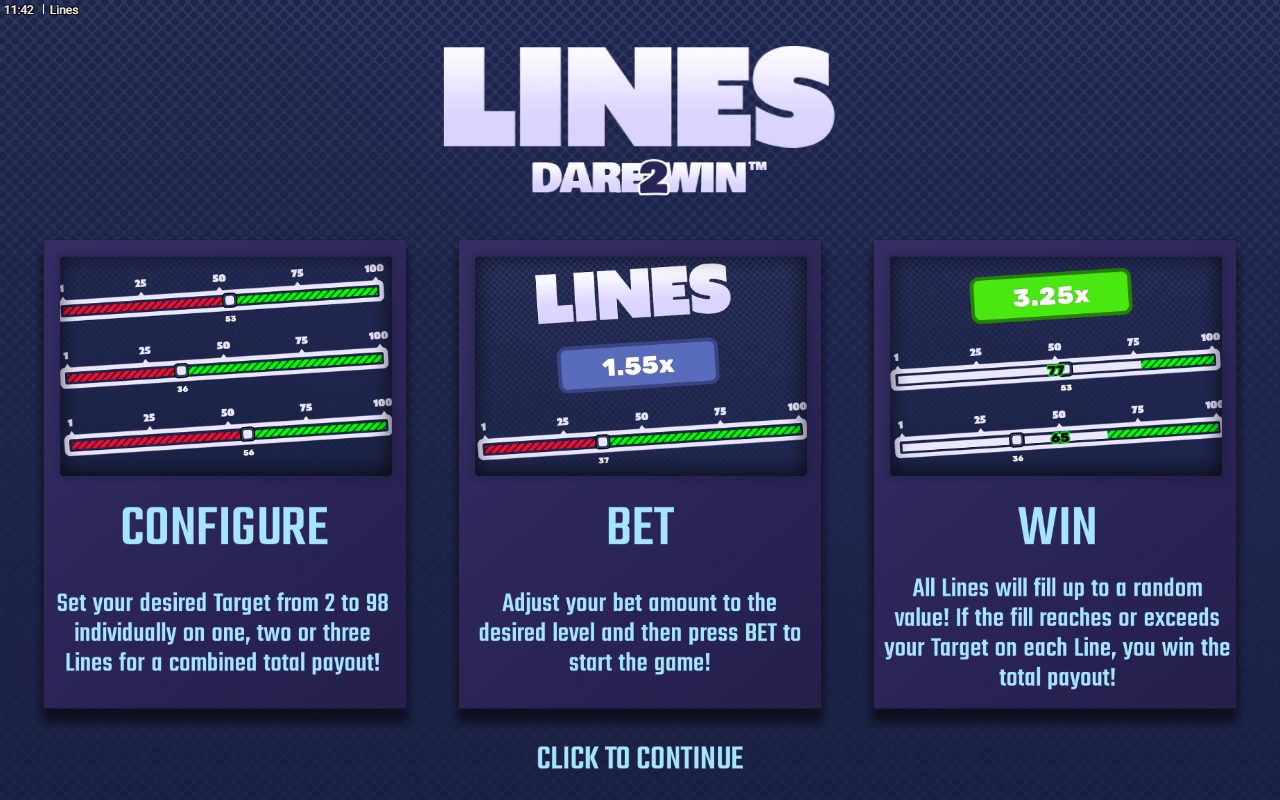 Lines game lobby / feature intro