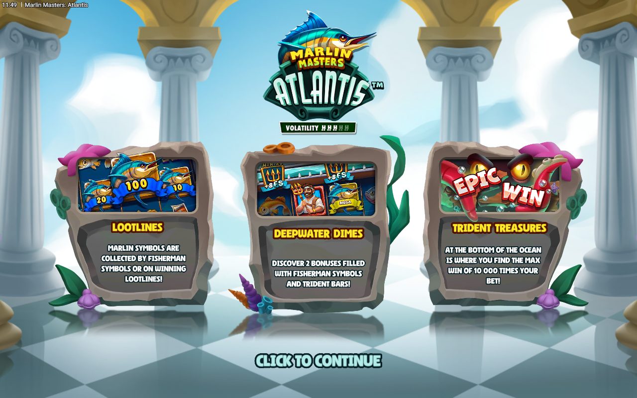 Marlin Masters Atlantis game lobby / feature intro
