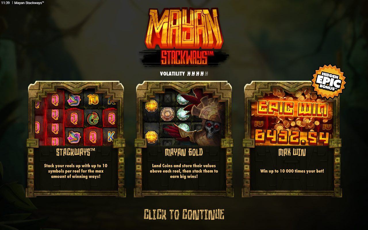 Mayan Stackways game lobby / feature intro