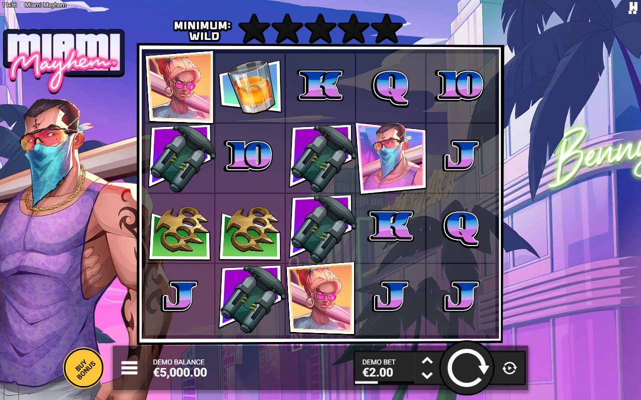 Miami Mayhem base game reels