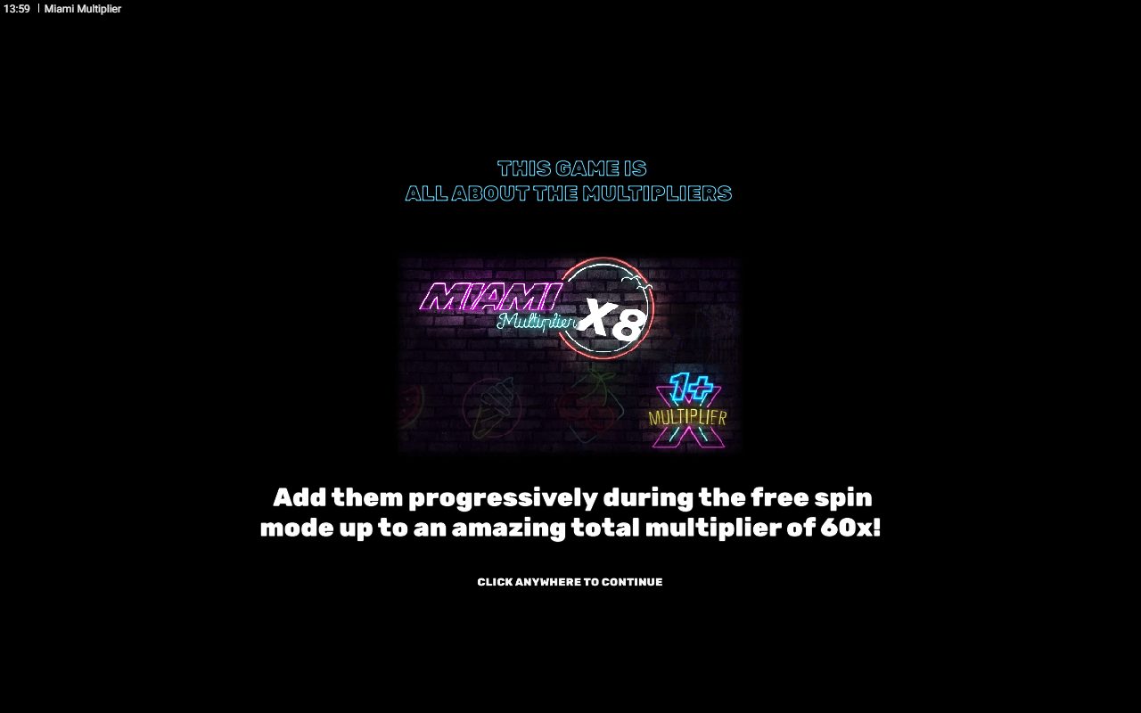 Miami Multiplier game lobby / feature intro